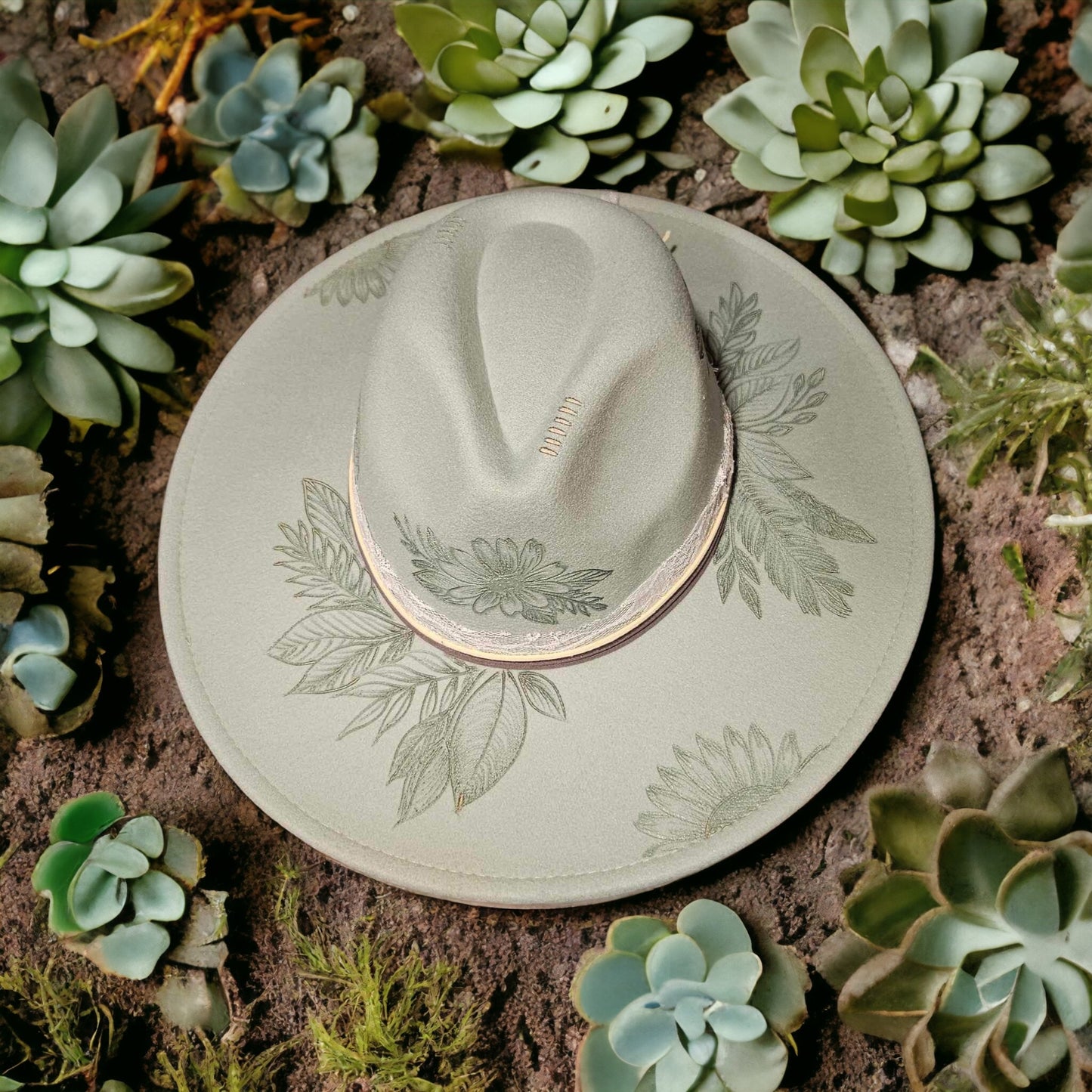 Mint & Moss - Burned Wide Brim Hat