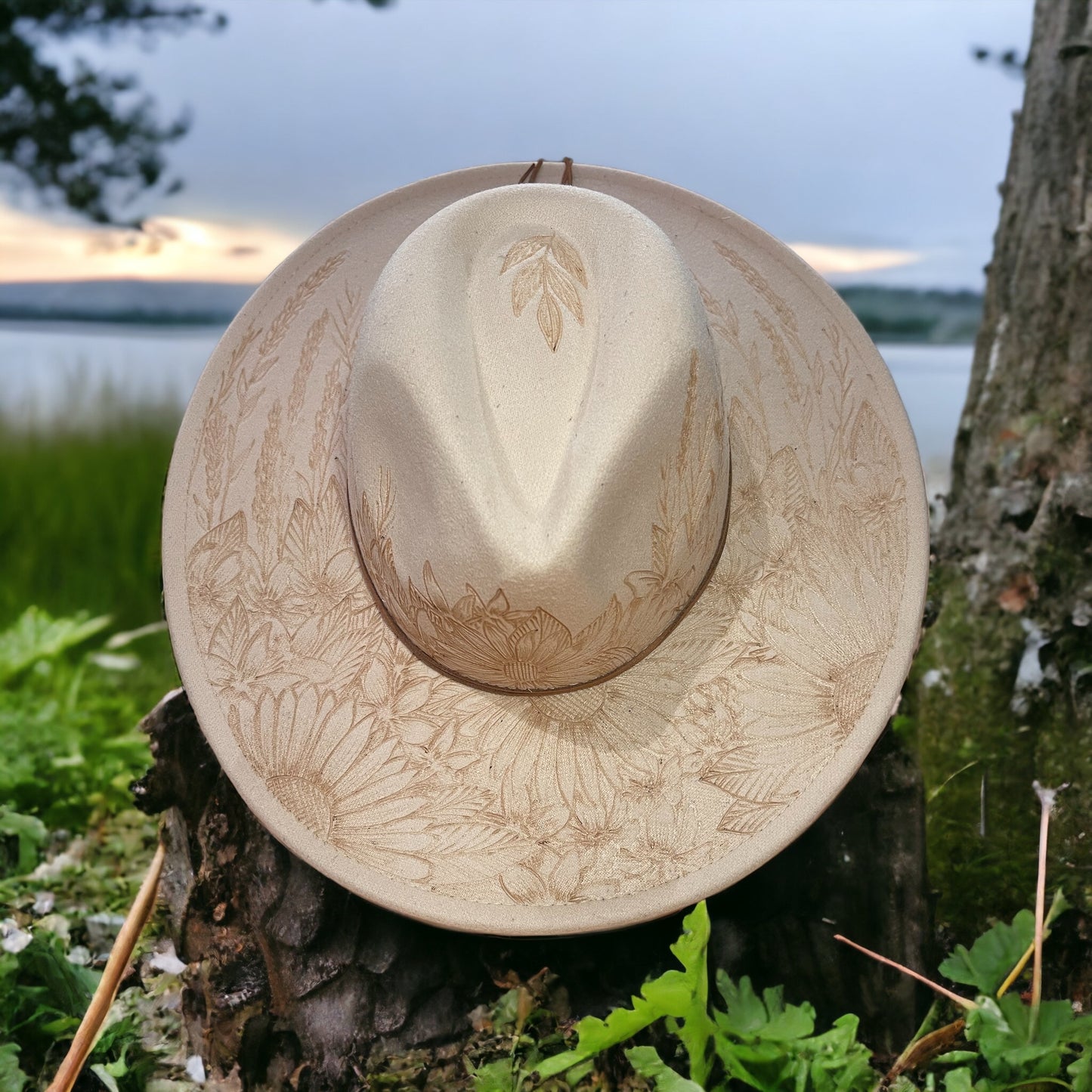 Hannah- Burned Wide Brim Hat