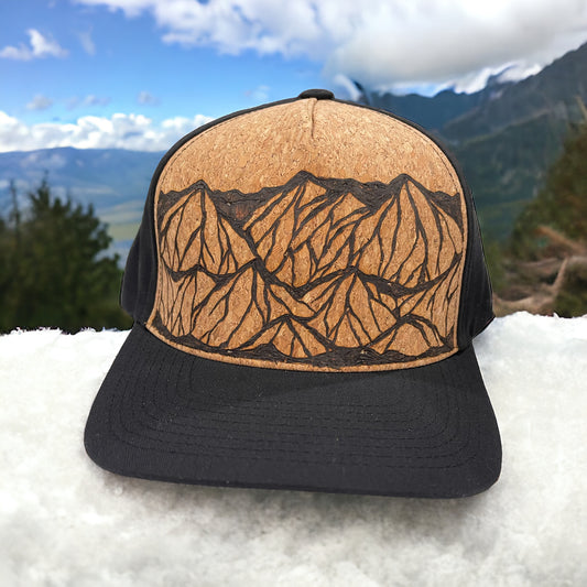 Contemporary Climb- Pyrography Burned Cork Trucker Hat