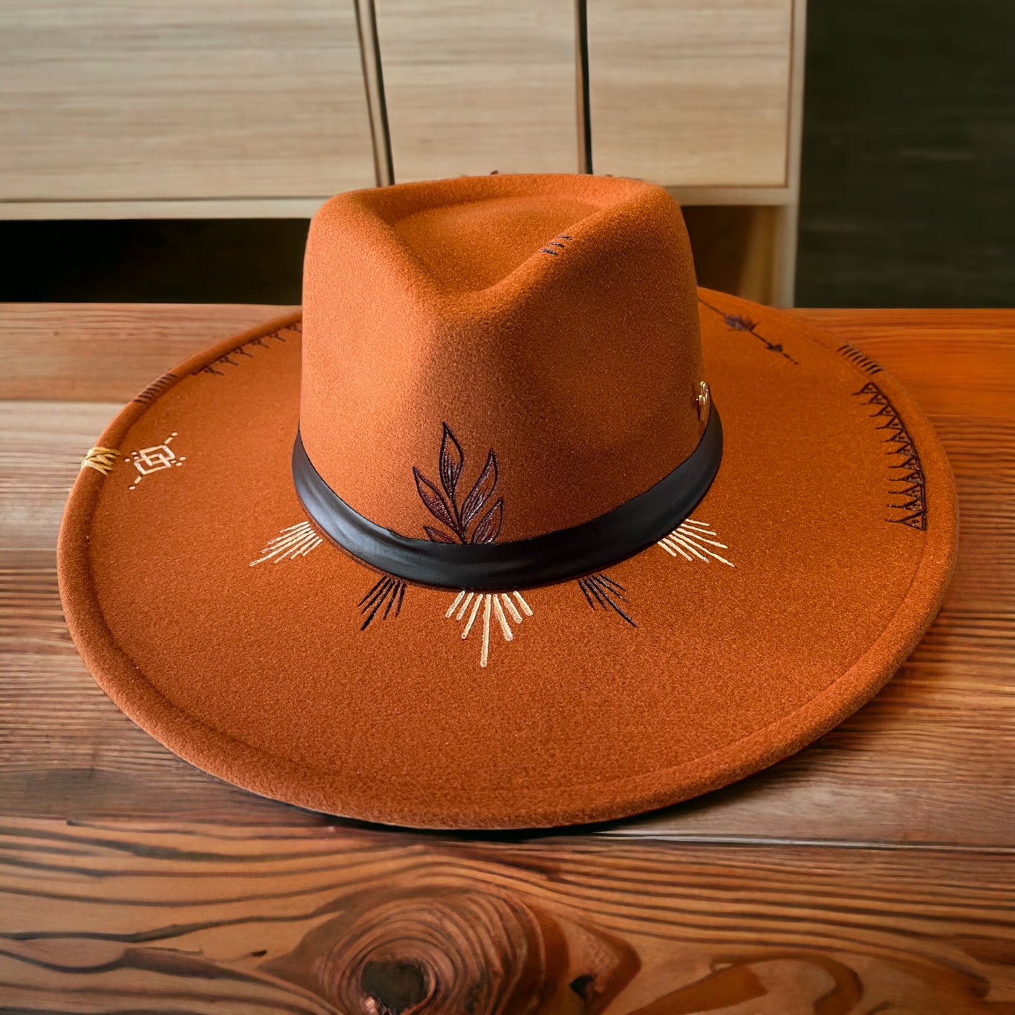 Rustic Lines - Alchemy Collection - Burned, Painted and Stitched Rancher Style Hat