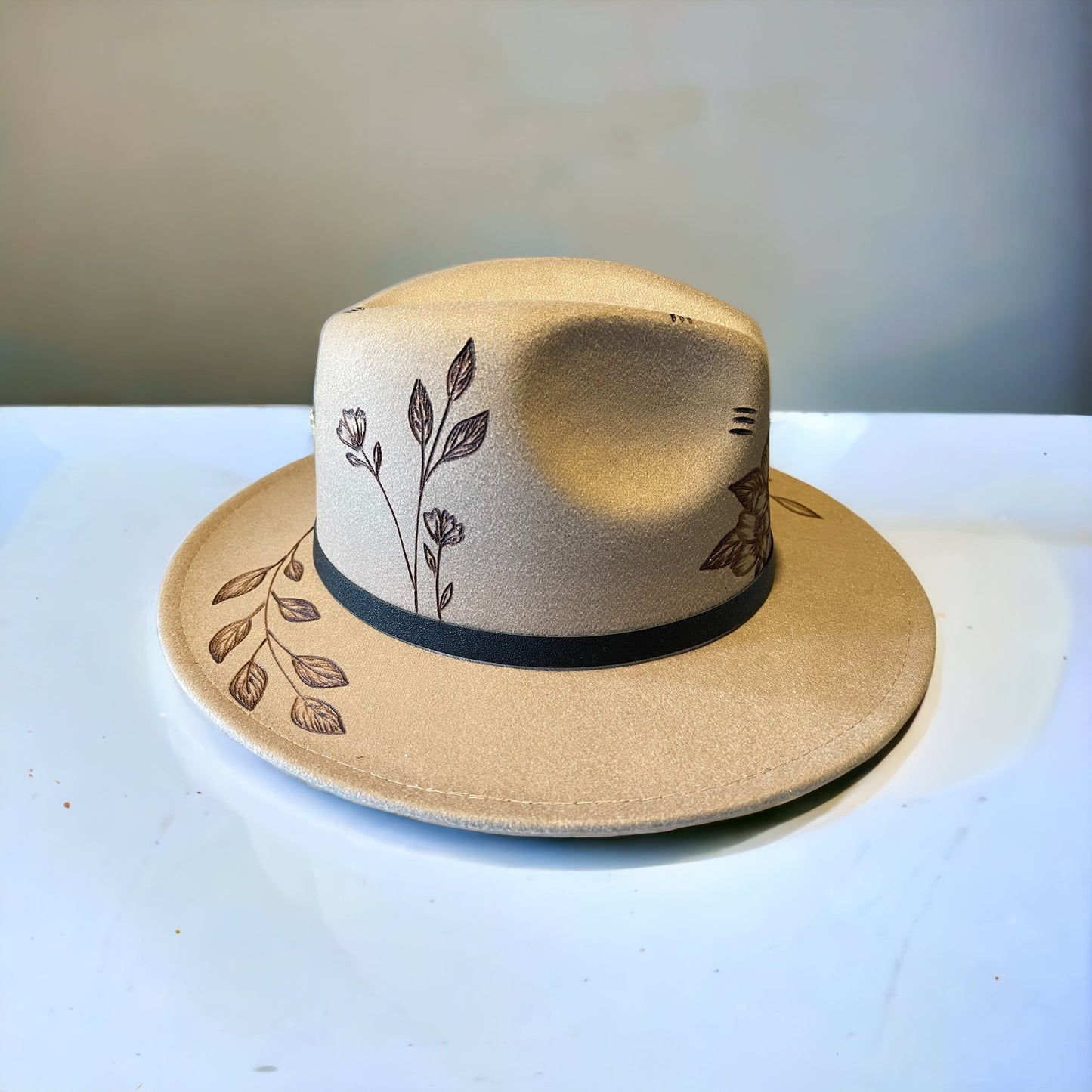 Wild Rose - Small Brim Burned Hat