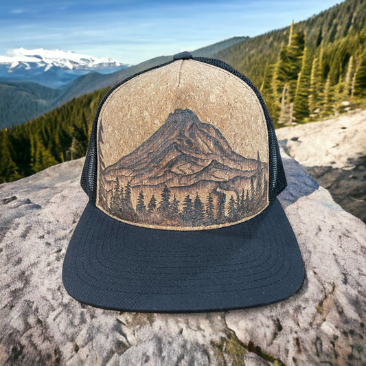 Mount Hood- Oregon - Pyrography Cork Hat