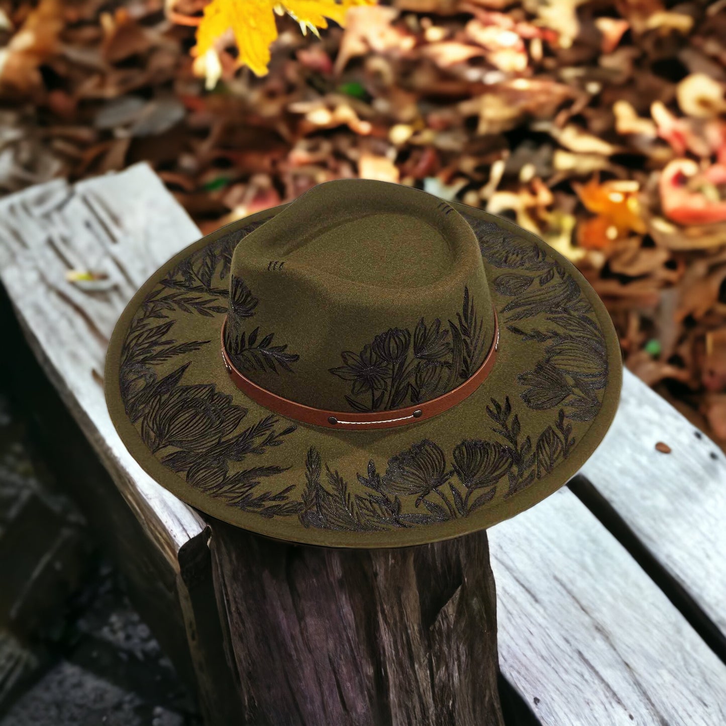Botanic Blooms - Burned Rancher Style Hat