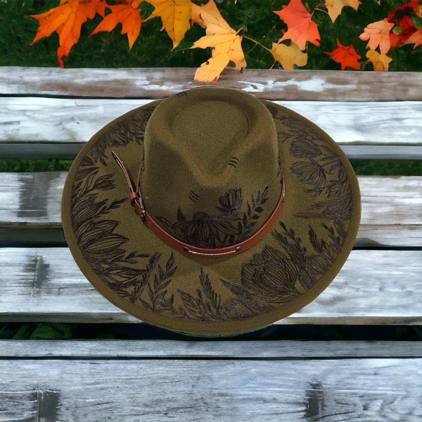 Botanic Blooms - Burned Rancher Style Hat