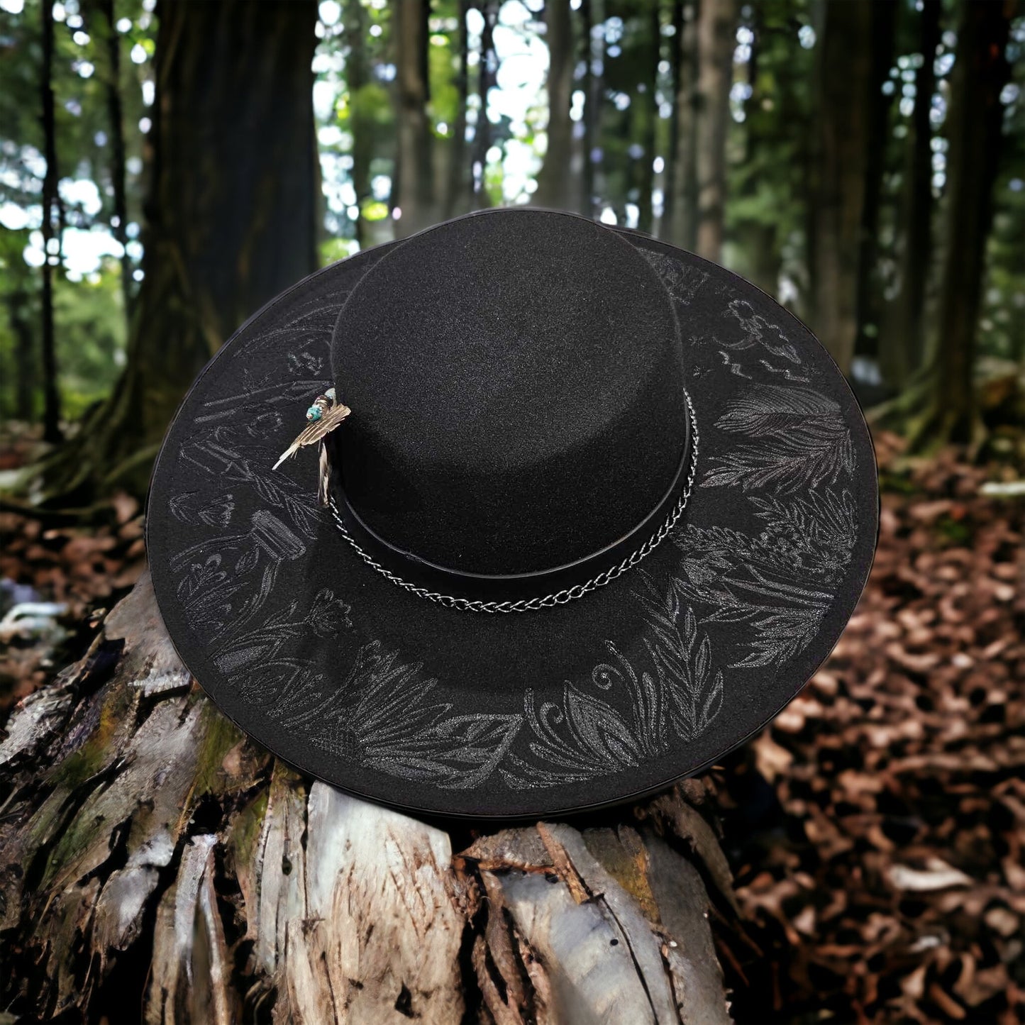 Through the Glass - Burned Flat Top Hat
