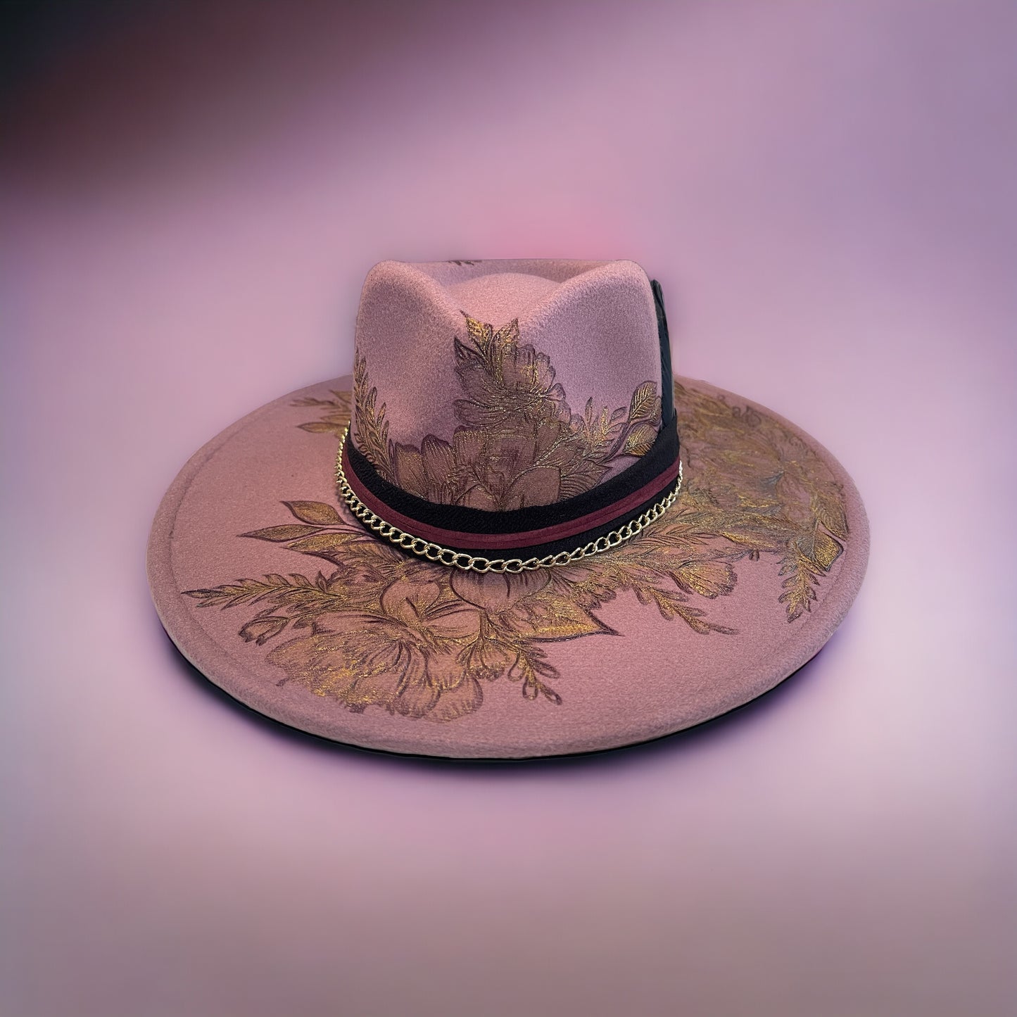 Radiance- Burned  & Painted Wide Brim Hat