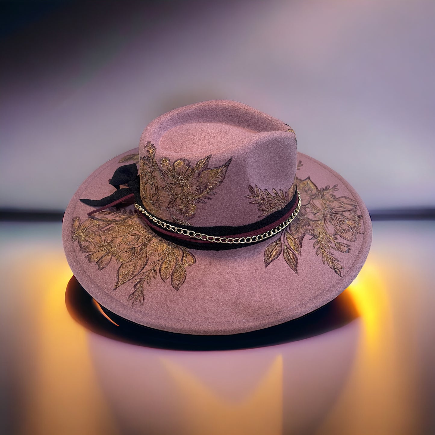 Radiance- Burned  & Painted Wide Brim Hat