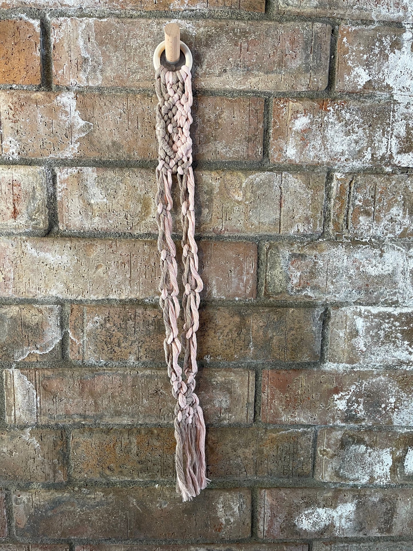 No. 205 Macrame Wall Hat Hanger - Taupe and Pink