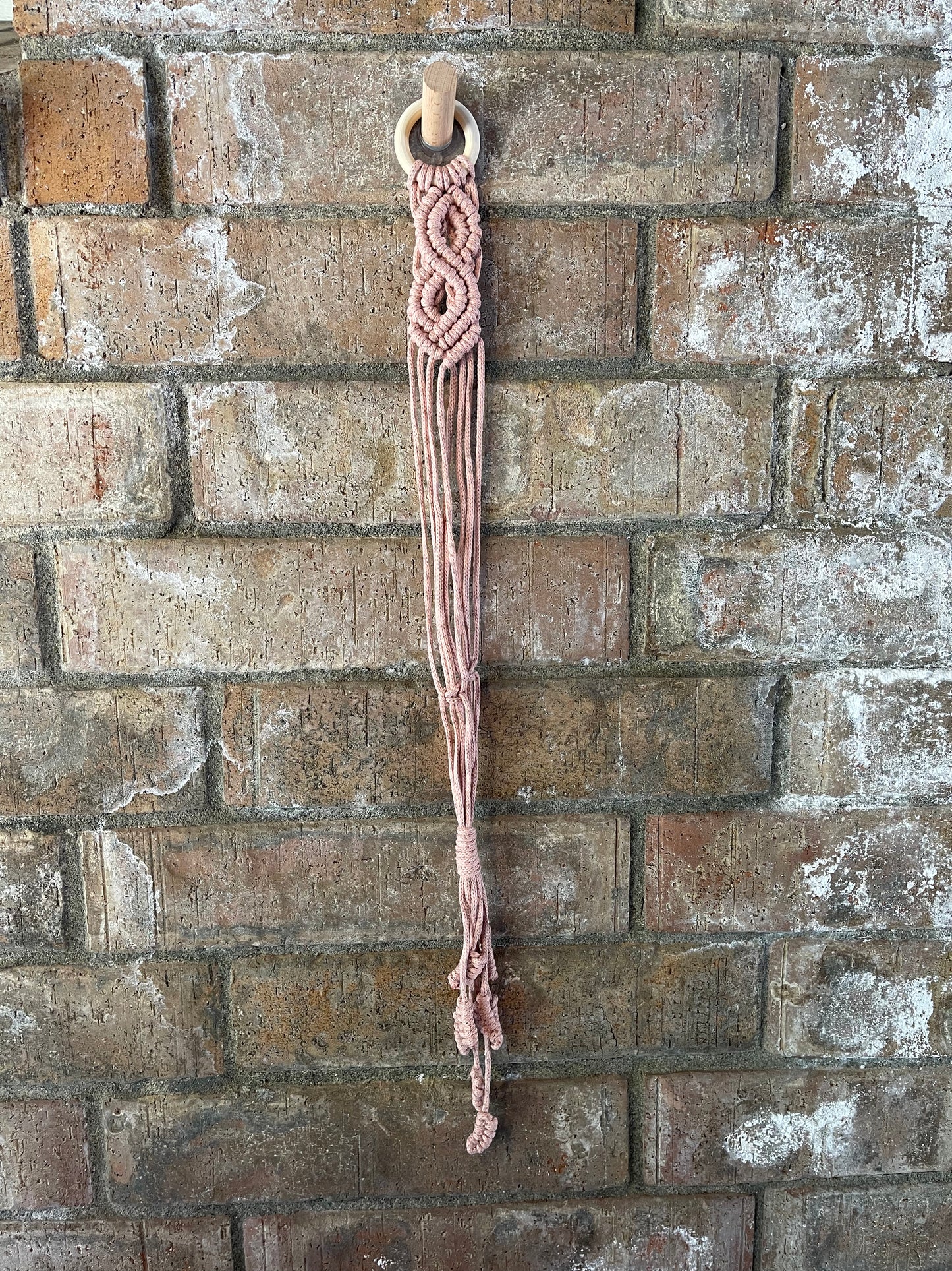 No. 206 Macrame Wall Hat Hanger - Pink with Details