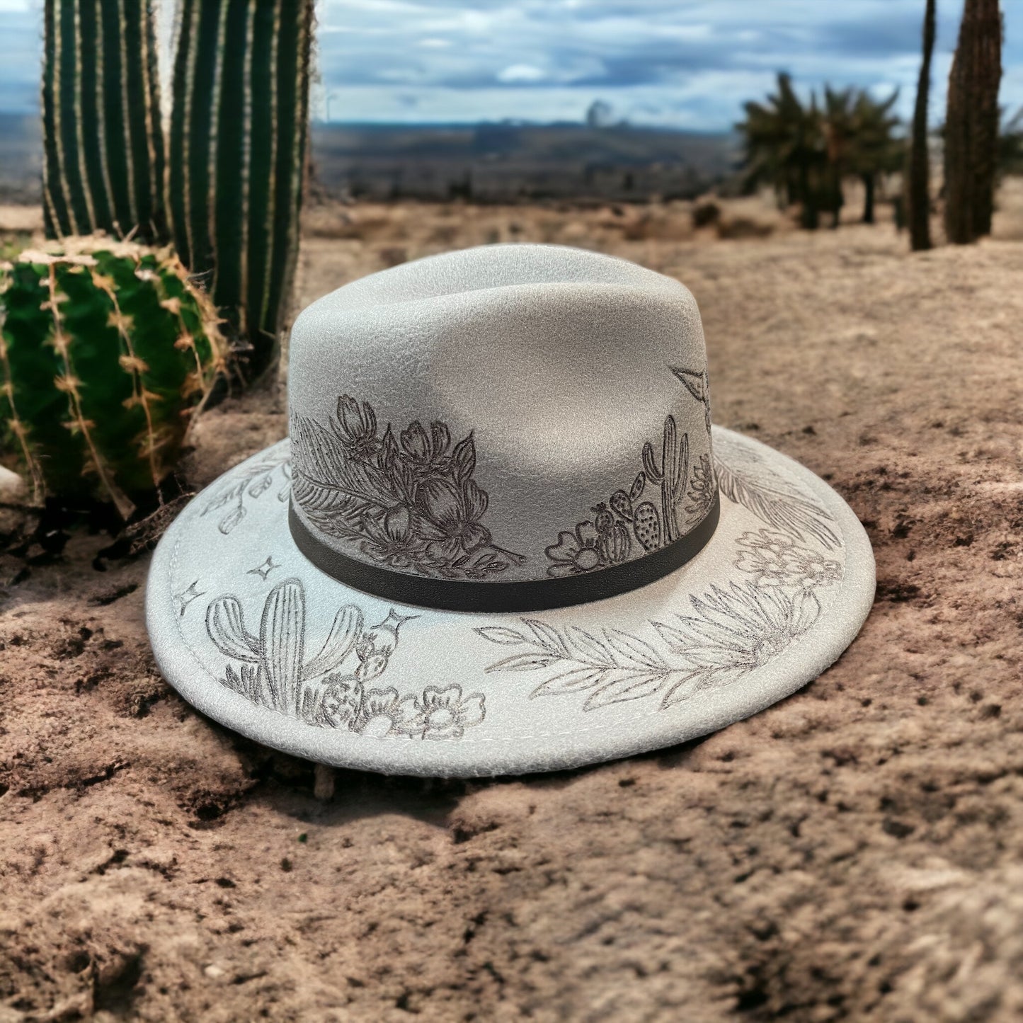 Out West - Burned Small Brim Hat