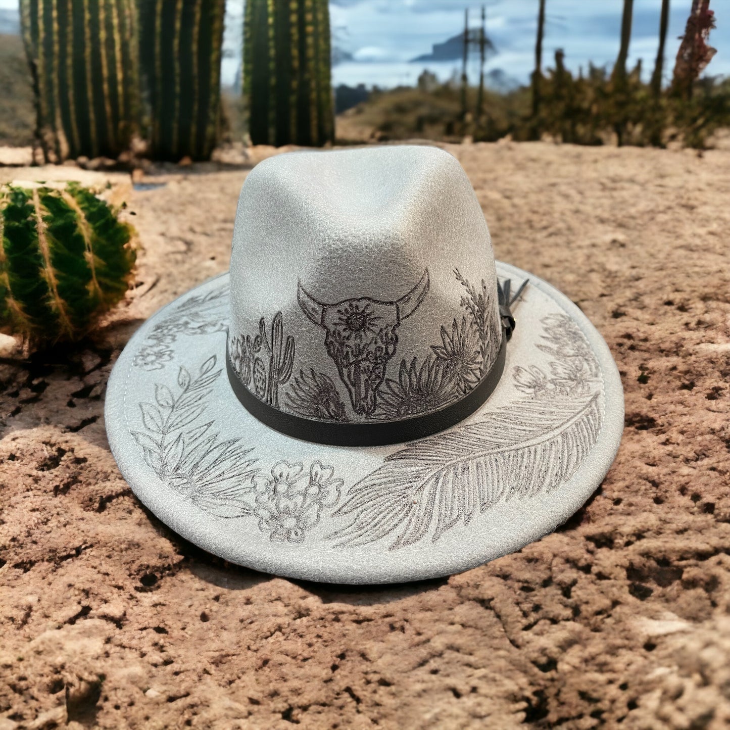 Out West - Burned Small Brim Hat