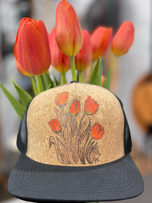 In the fields- Tulips - Burned Cork Trucker Hat